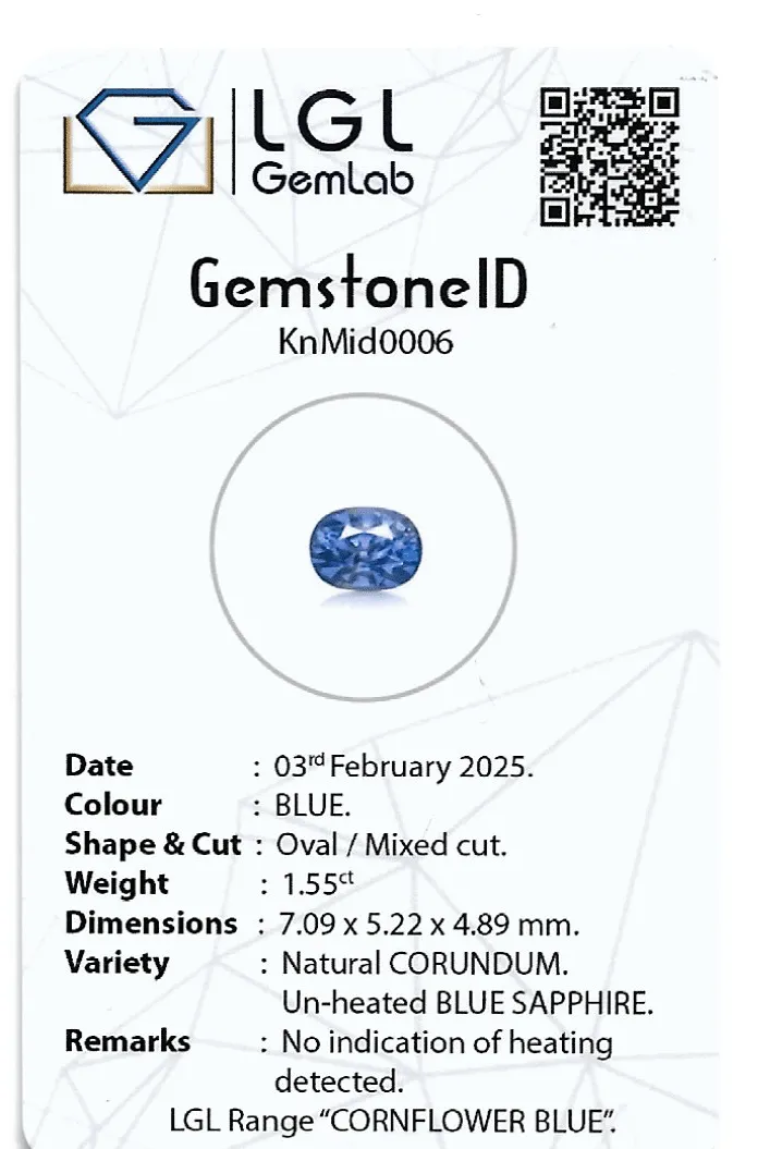 Unheated Blue Sapphire 1.55 cts - Image 2