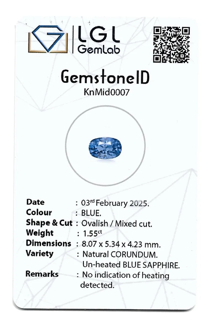 Unheated Blue Sapphire 1.55 cts - Image 2